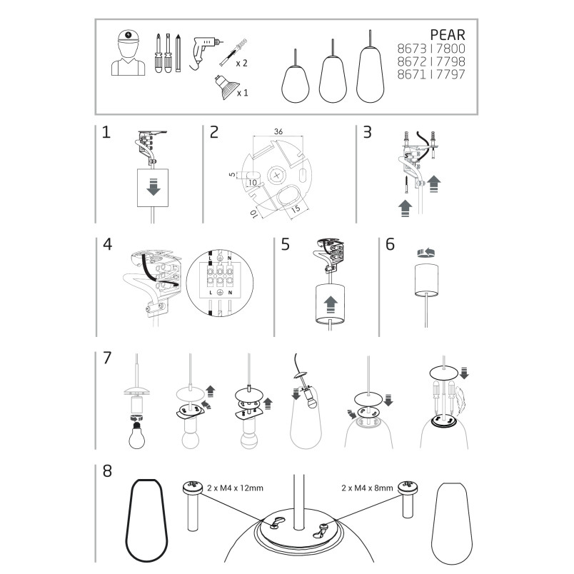 Lampa wisząca szklana Pear L 22cm przezroczysty / czarny Nowodvorski
