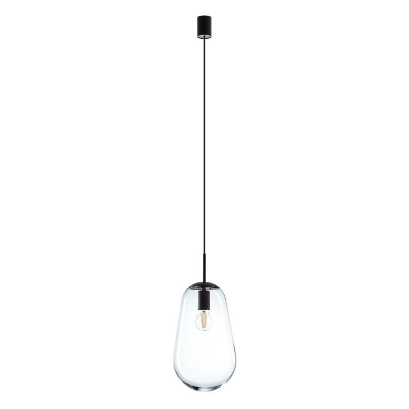 Lampa wisząca szklana Pear M 22cm przezroczysty / czarny Nowodvorski
