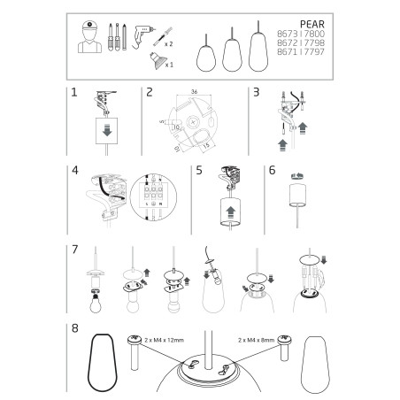 Lampa wisząca szklana Pear M 22cm przezroczysty / czarny Nowodvorski
