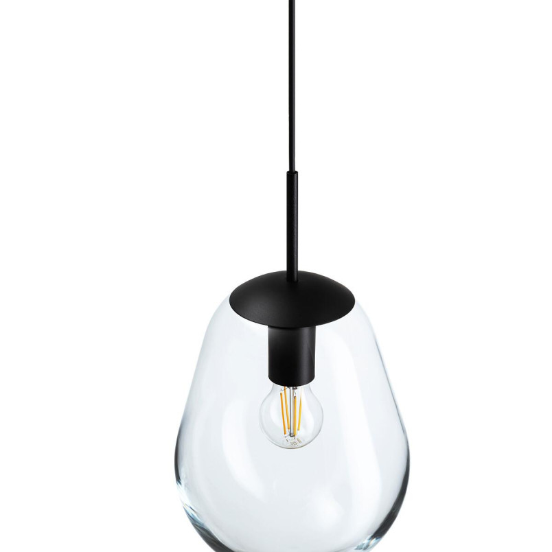 Lampa wisząca szklana Pear S 22cm przezroczysty / czarny Nowodvorski