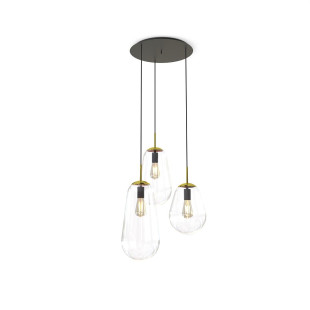 Lampa wisząca szklana 3 punktowa Pear 48cm przezroczysty / czarny Nowodvorski