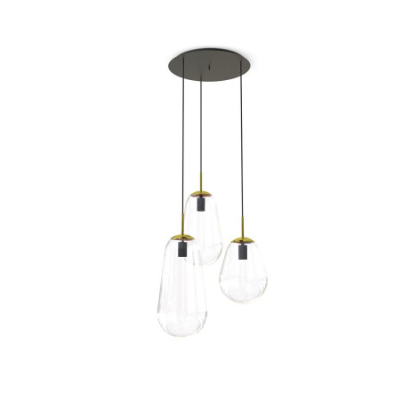 Lampa wisząca szklana 3 punktowa Pear 48cm przezroczysty / czarny Nowodvorski