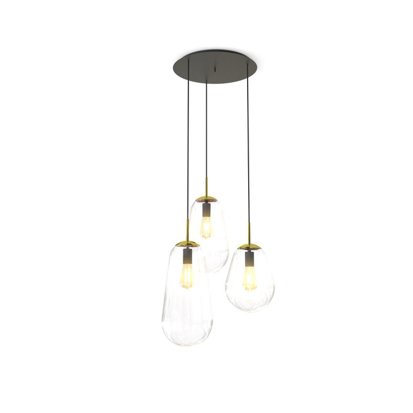 Lampa wisząca szklana 3 punktowa Pear 48cm przezroczysty / czarny Nowodvorski