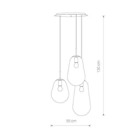 Lampa wisząca szklana 3 punktowa Pear 48cm przezroczysty / czarny Nowodvorski