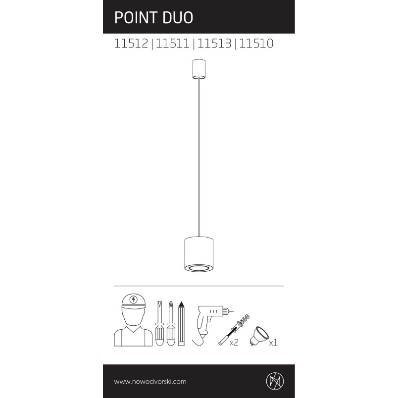 Lampa wisząca tuba Point Duo 13cm szaro-czarna Nowodvorski