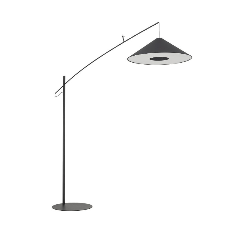Lampa podłogowa z abażurem na wysięgniku Poise A czarna Nowodvorski