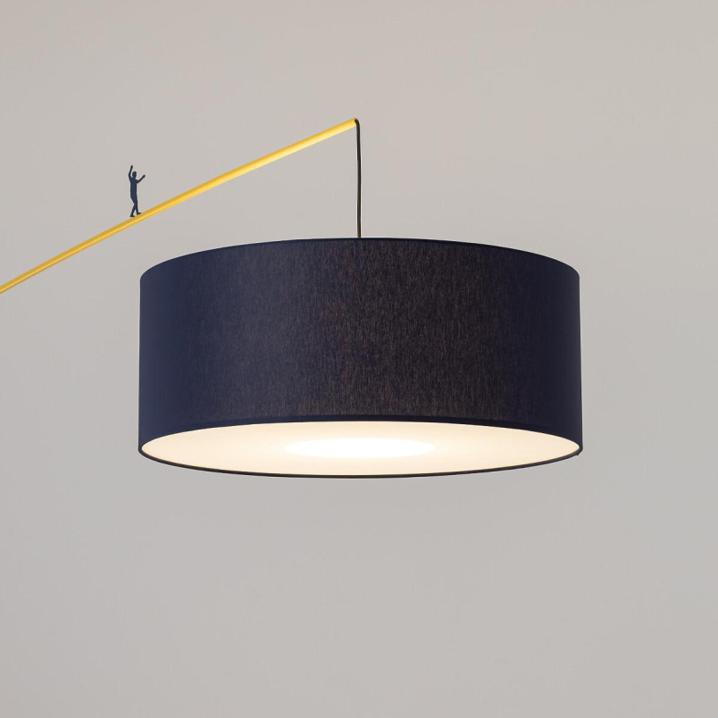 Lampa podłogowa z abażurem na wysięgniku Poise B granatowy / żółty / czerwony Nowodvorski