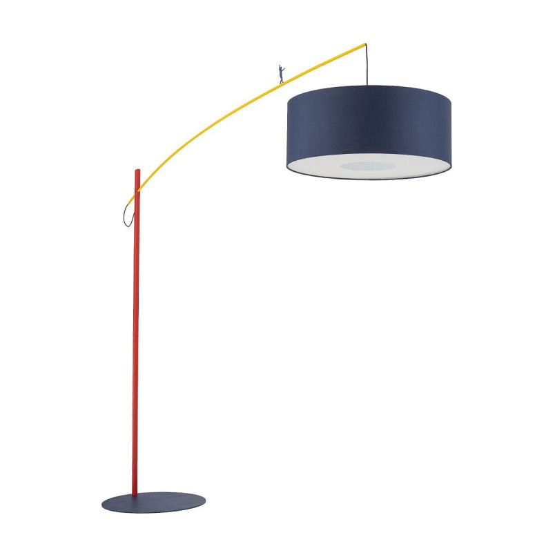 Lampa podłogowa z abażurem na wysięgniku Poise B granatowy / żółty / czerwony Nowodvorski