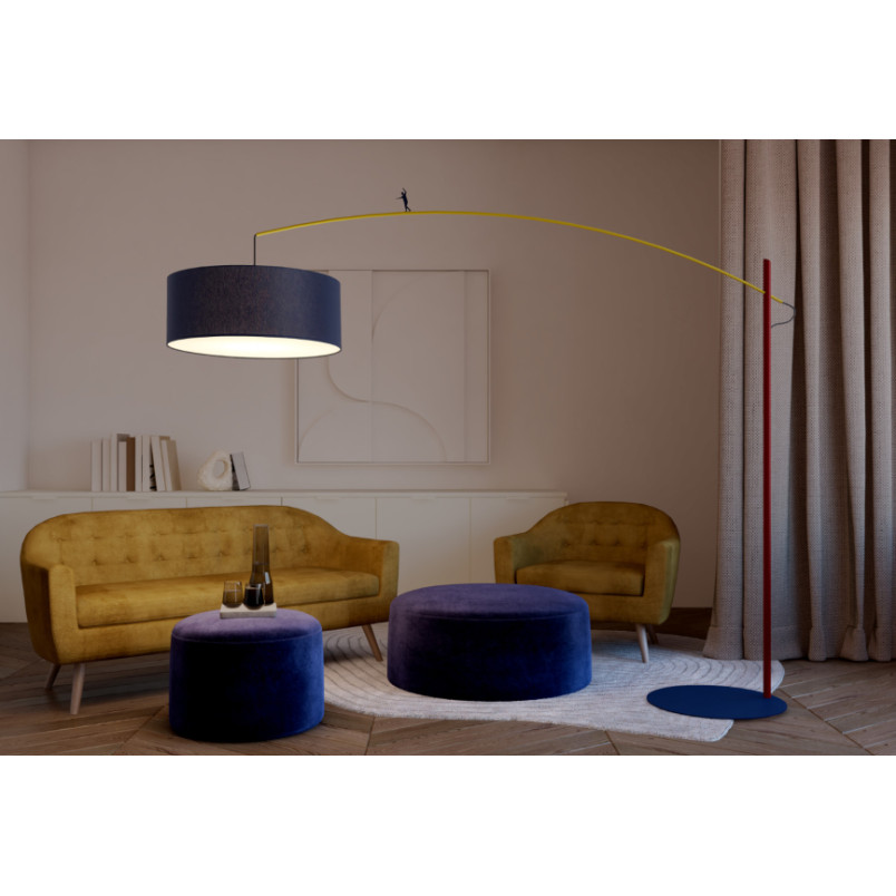 Lampa podłogowa z abażurem na wysięgniku Poise B granatowy / żółty / czerwony Nowodvorski