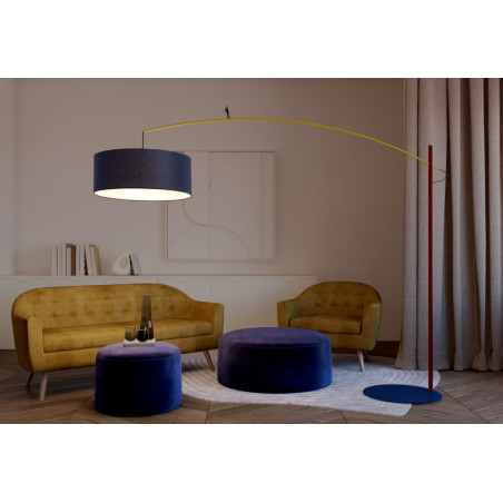 Lampa podłogowa z abażurem na wysięgniku Poise B granatowy / żółty / czerwony Nowodvorski