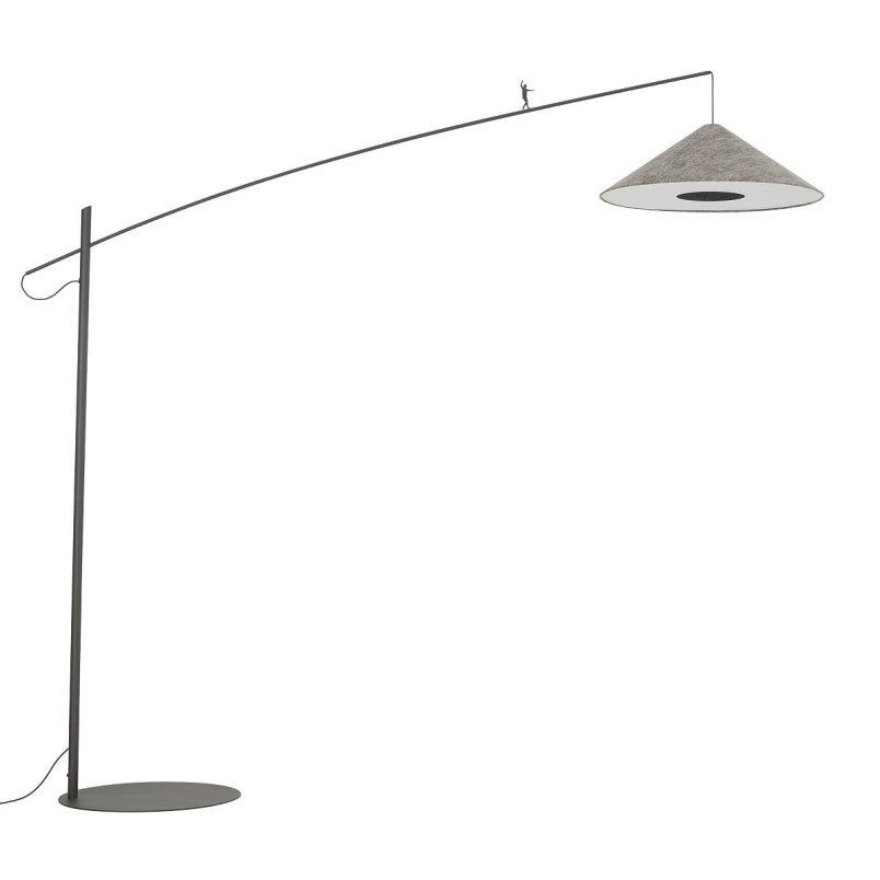 Lampa podłogowa z abażurem na wysięgniku Poise A szara Nowodvorski