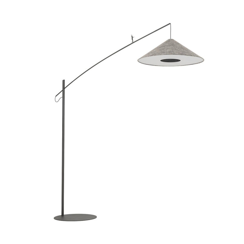 Lampa podłogowa z abażurem na wysięgniku Poise A szara Nowodvorski