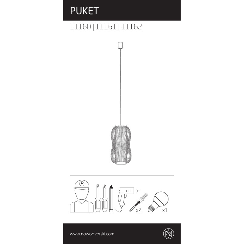 Lampa wisząca bambusowa Puket 21cm Nowodvorski