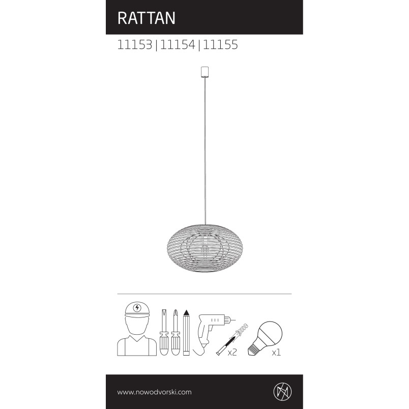 Lampa wisząca rattanowa o kulistym kształcie Rattan 40cm Nowodvorski