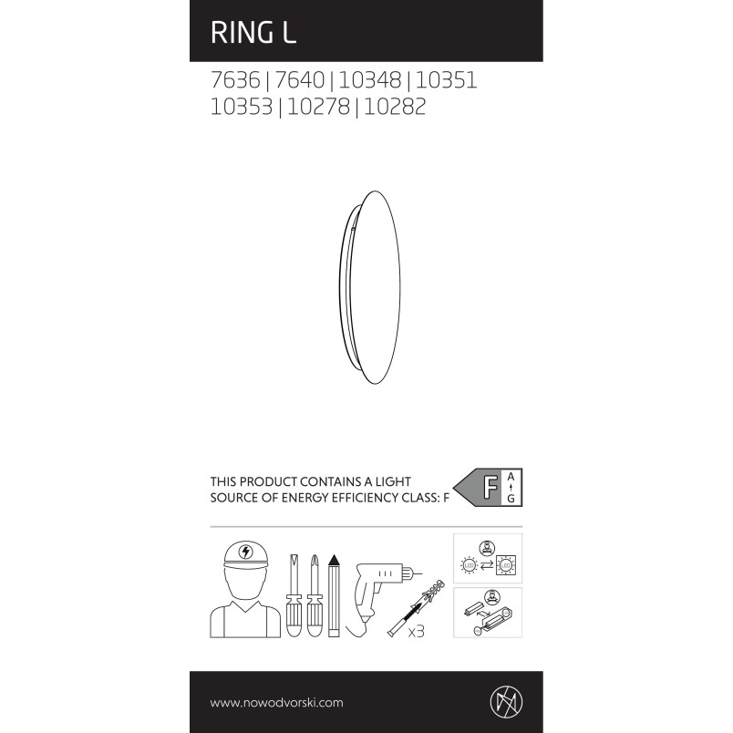 Kinkiet okrągły Ring LED 3000K 35cm czarny Nowodvorski