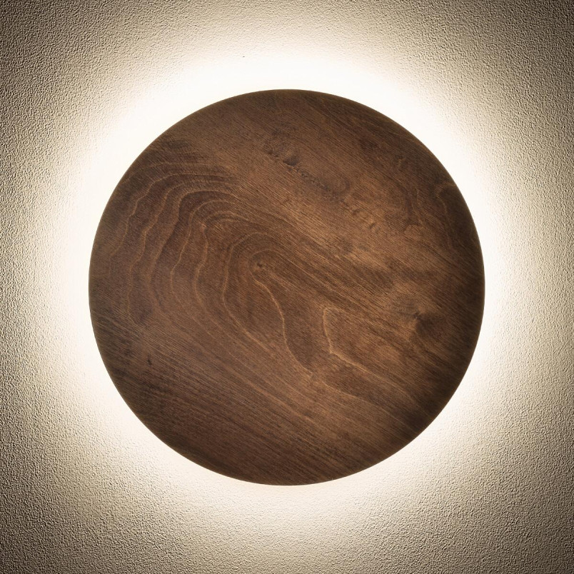 Kinkiet okrągły ze sklejki Ring Timber 35cm LED 3000K ciemne drewno Nowodvorski