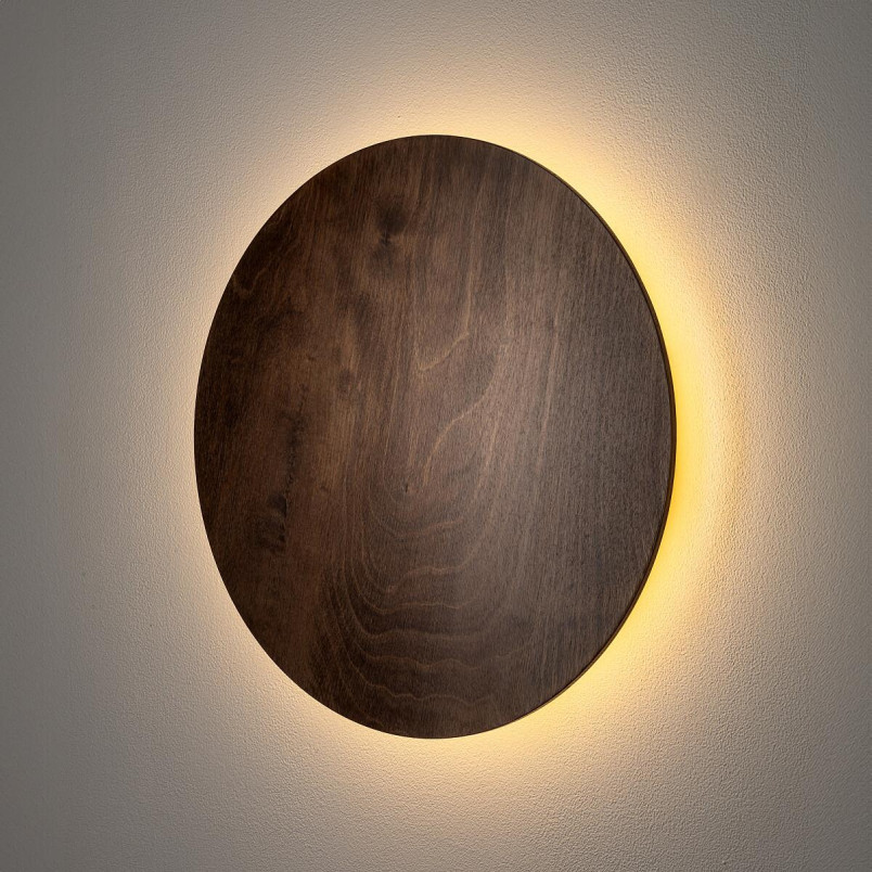 Kinkiet okrągły ze sklejki Ring Timber 35cm LED 3000K ciemne drewno Nowodvorski