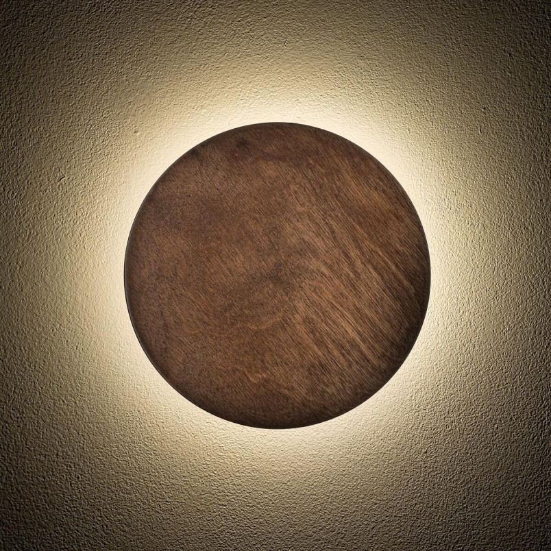 Kinkiet okrągły ze sklejki Ring Timber 25cm LED 3000K ciemne drewno Nowodvorski