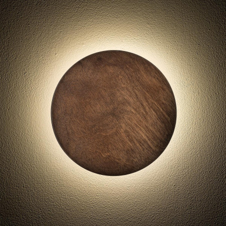 Kinkiet okrągły ze sklejki Ring Timber 25cm LED 3000K ciemne drewno Nowodvorski