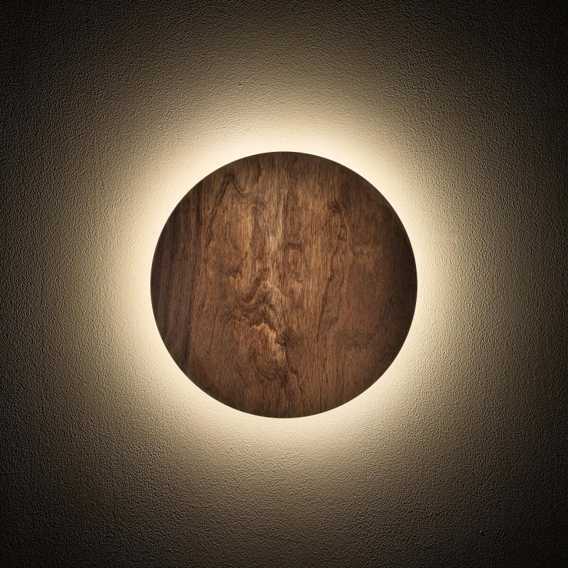 Kinkiet okrągły ze sklejki Ring Timber 15cm LED 3000K ciemne drewno Nowodvorski