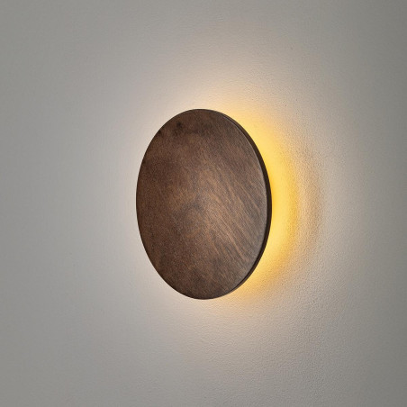 Kinkiet okrągły ze sklejki Ring Timber 15cm LED 3000K ciemne drewno Nowodvorski