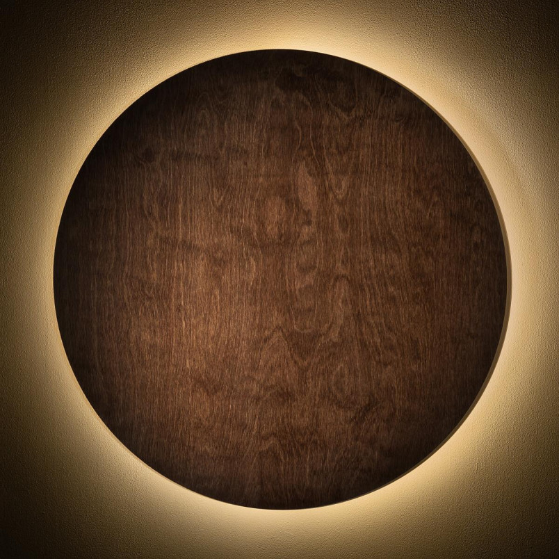 Kinkiet okrągły ze sklejki Ring Timber 50cm LED 3000K ciemne drewno Nowodvorski