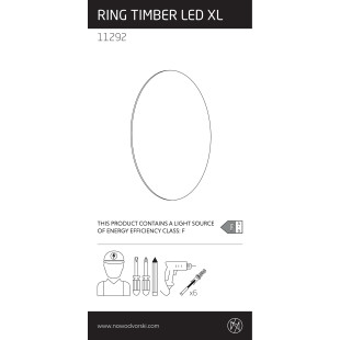 Kinkiet okrągły ze sklejki Ring Timber 50cm LED 3000K ciemne drewno Nowodvorski
