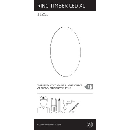Kinkiet okrągły ze sklejki Ring Timber 50cm LED 3000K ciemne drewno Nowodvorski
