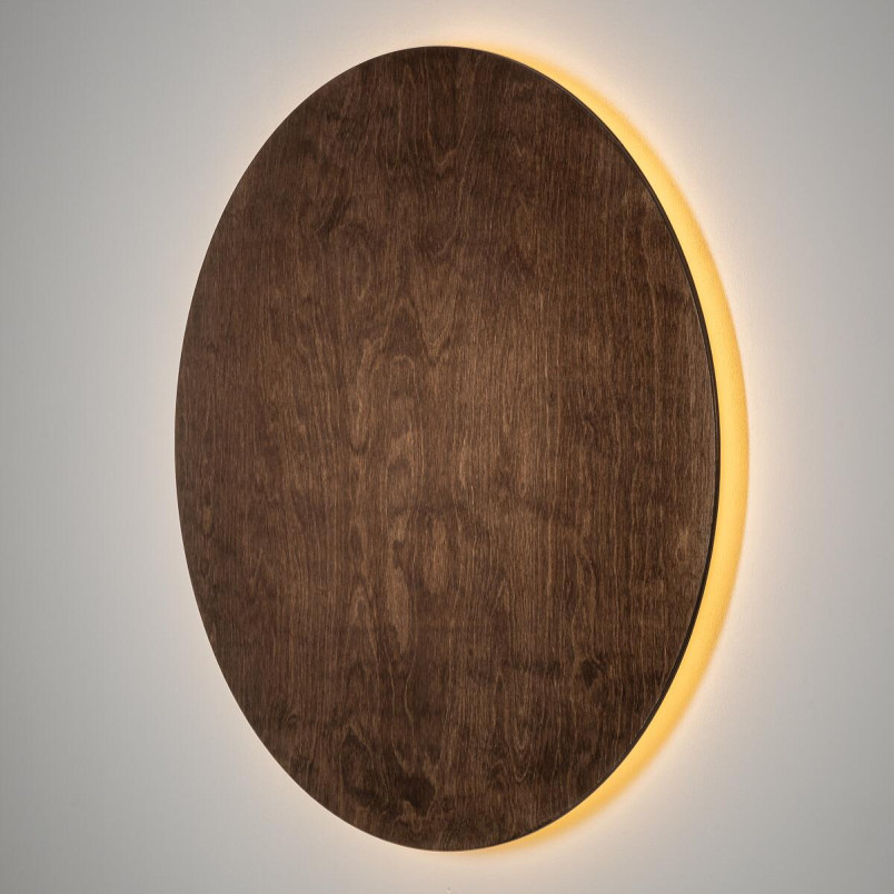 Kinkiet okrągły ze sklejki Ring Timber 75cm LED 3000K ciemne drewno Nowodvorski