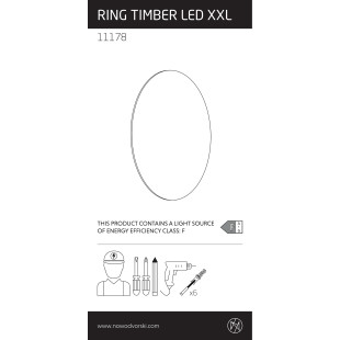Kinkiet okrągły ze sklejki Ring Timber 75cm LED 3000K ciemne drewno Nowodvorski