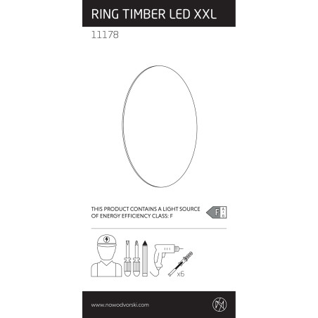 Kinkiet okrągły ze sklejki Ring Timber 75cm LED 3000K ciemne drewno Nowodvorski