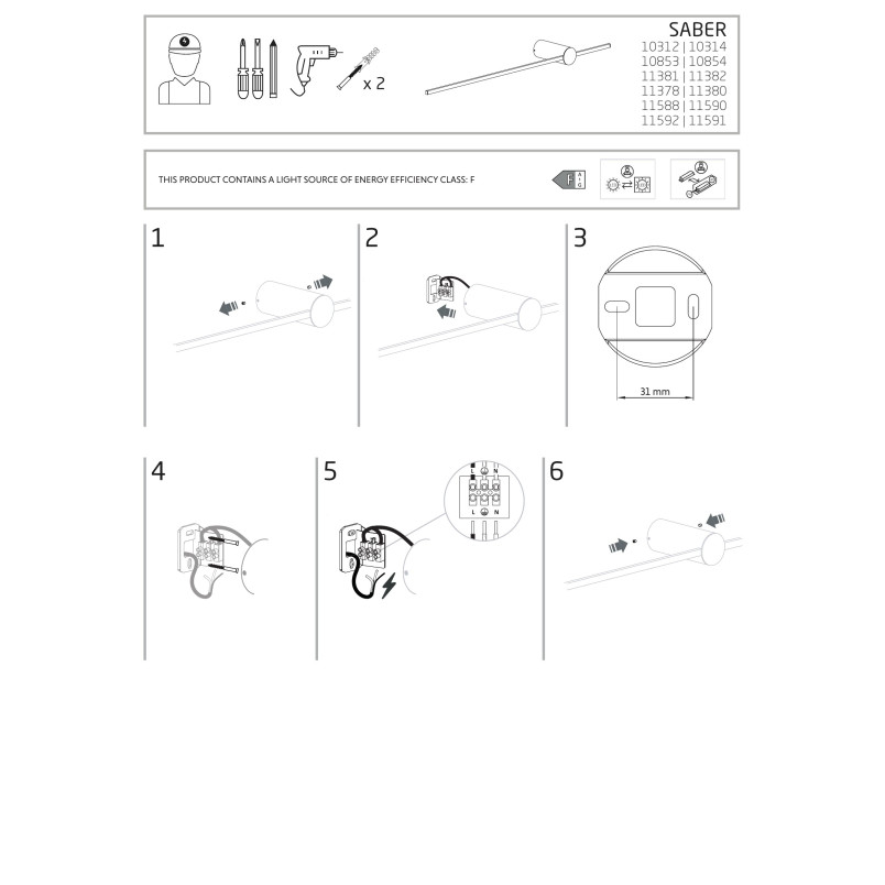 Kinkiet podłużny minimalistyczny Saber LED 80cm 3000K biały Nowodvorski
