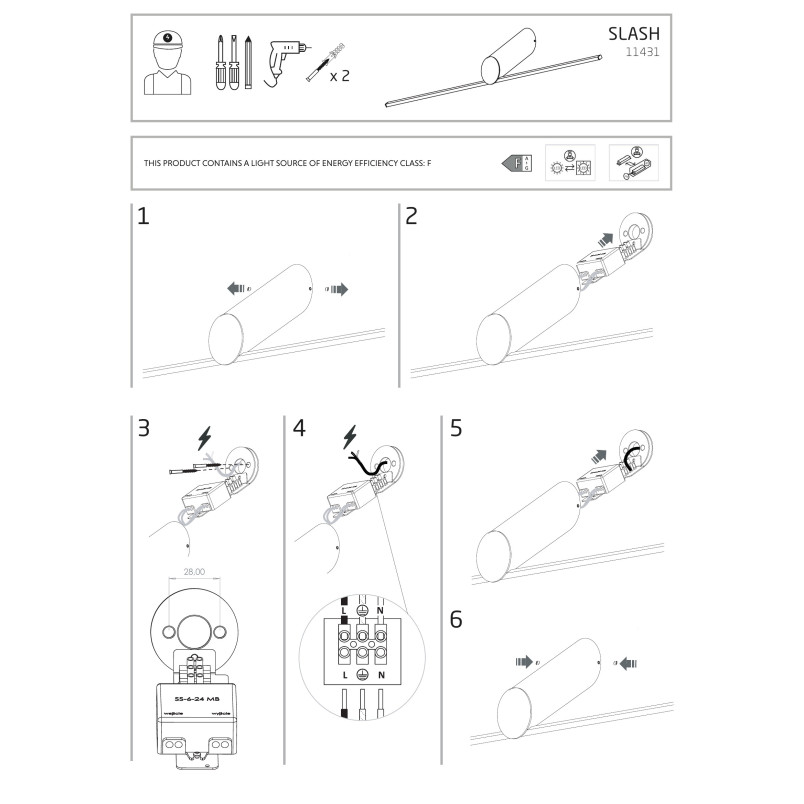 Kinkiet podłużny minimalistyczny Slash 66cm LED 3000K czarny Nowodvorski