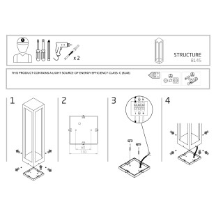 Lampa zewnętrzna stojąca nowoczesna Structure 50cm LED 3000K czarna Nowodvorski