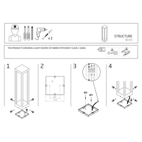 Lampa zewnętrzna stojąca nowoczesna Structure 50cm LED 3000K czarna Nowodvorski