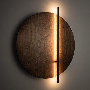 Kinkiet okrągły dekoracyjny ze sklejki Sunset D 58cm LED 3000K ciemne drewno Nowodvorski