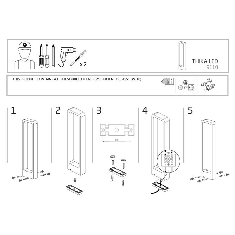 Lampa zewnętrzna stojąca - nowoczesna Thika 60cm LED 3000K IP54 czarna Nowodvorski