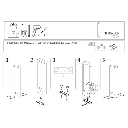 Lampa zewnętrzna stojąca - nowoczesna Thika 60cm LED 3000K IP54 czarna Nowodvorski
