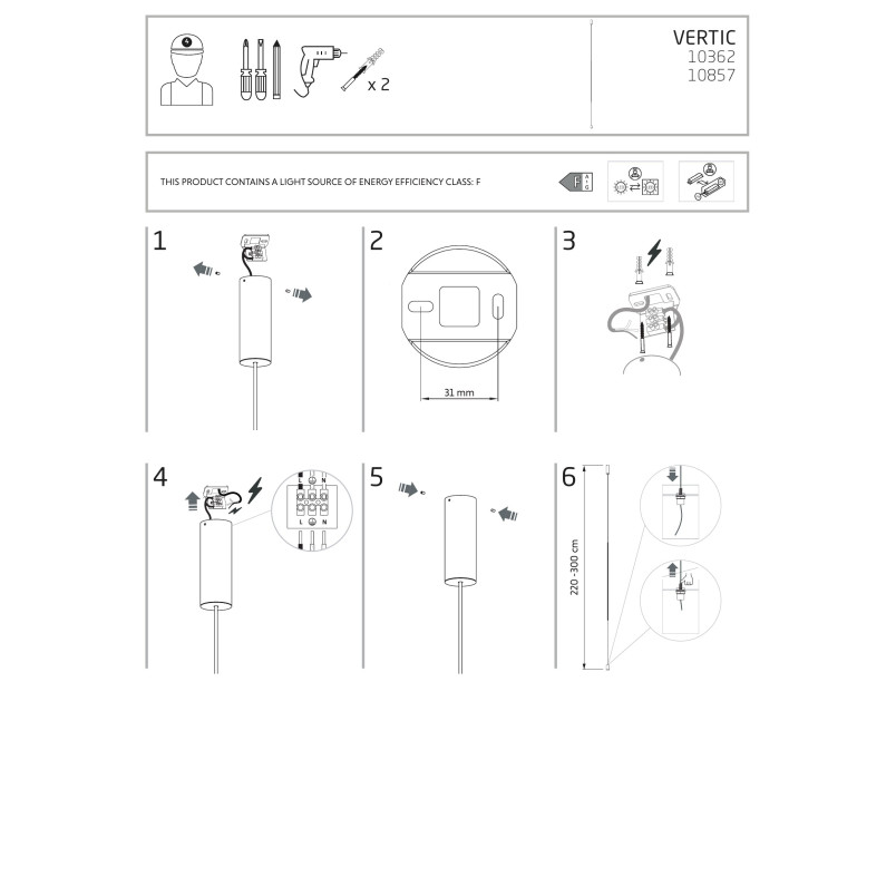 Lampa wisząca minimalistyczna Vertic LED 4000K 5,5cm czarna Nowodvorski