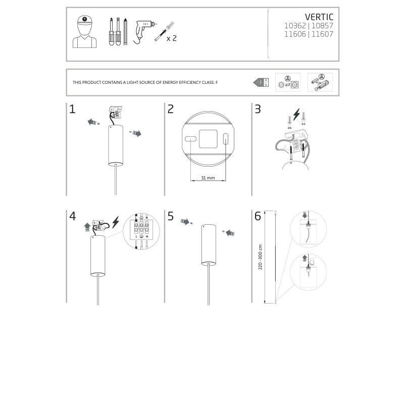Lampa wisząca minimalistyczna Vertic LED 4000K 5,5cm biała Nowodvorski