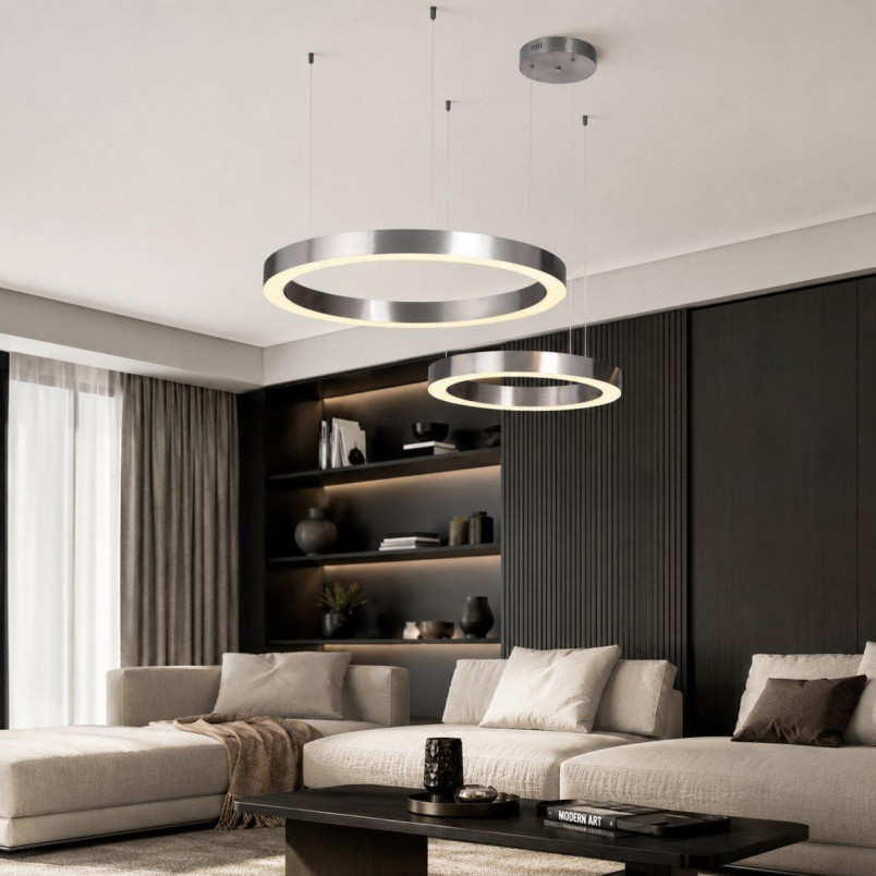 Lampa wisząca CIRCLE 40+60 LED nikiel na 1 podsufitce Step Into Design