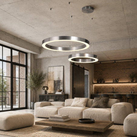 Lampa wisząca CIRCLE 60+80 LED nikiel na 1 podsufitce Step Into Design