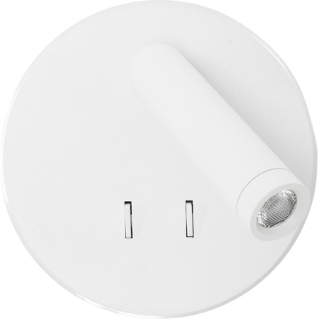 Kinkiet okrągły z reflektorkiem i włącznikami Lux LED biały MaxLight