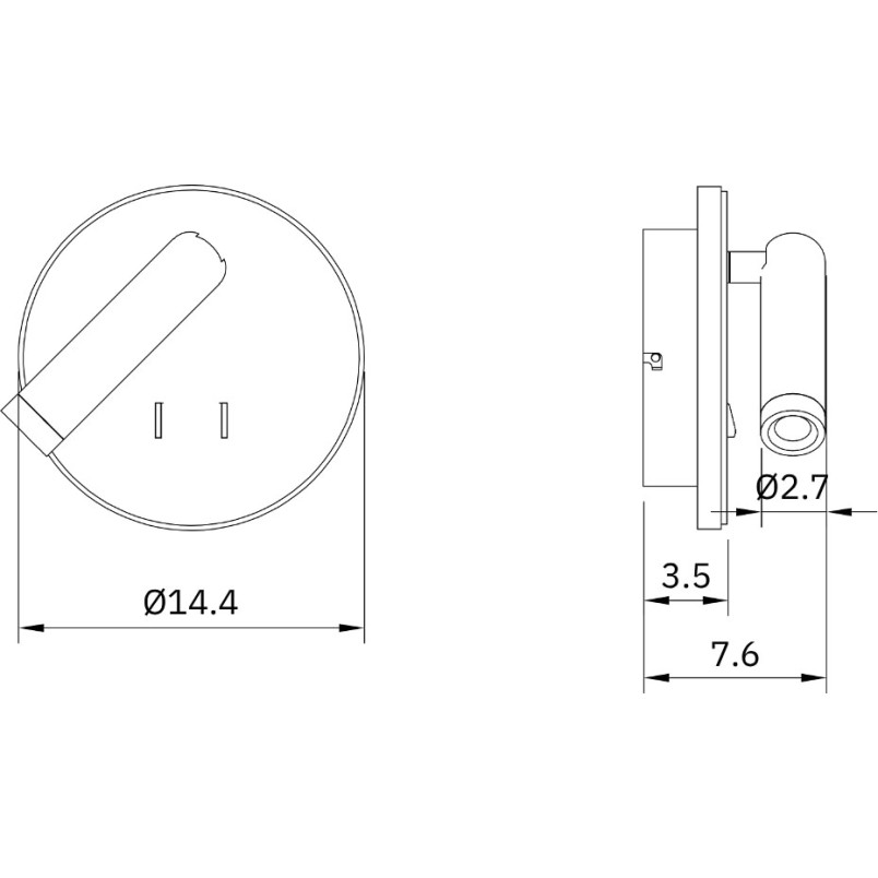 Kinkiet okrągły z reflektorkiem i włącznikami Lux LED czarny MaxLight