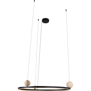 Lampa wisząca ring z kamiennymi kulami Solaris LED 80cm 3000K czarna MaxLight
