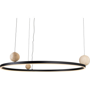 Lampa wisząca ring z kamiennymi kulami Solaris LED 80cm 3000K czarna MaxLight