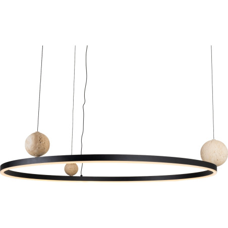 Lampa wisząca ring z kamiennymi kulami Solaris LED 80cm 3000K czarna MaxLight