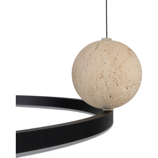 Lampa wisząca ring z kamiennymi kulami Solaris LED 80cm 3000K czarna MaxLight