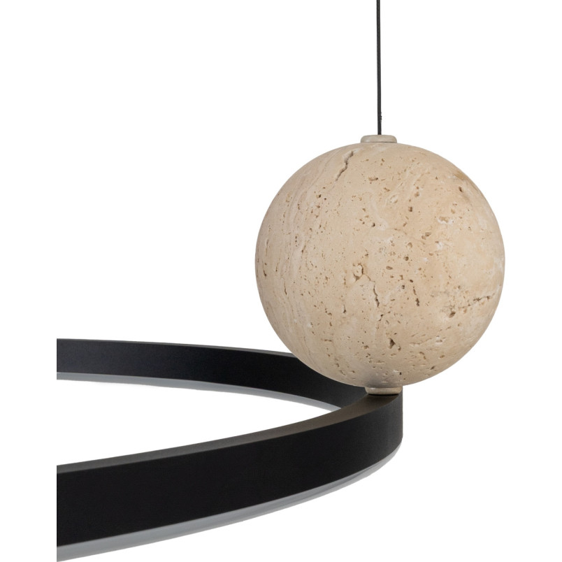 Lampa wisząca ring z kamiennymi kulami Solaris LED 80cm 3000K czarna MaxLight