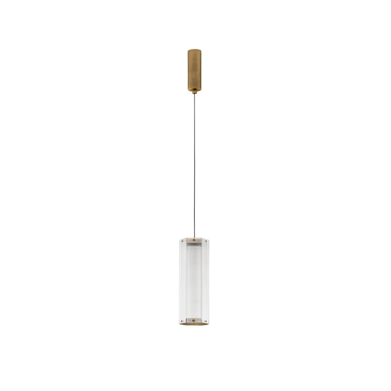 Lampa wisząca szklana w stylu retro Nezzo LED 3000K 10,5cm H32cm antyczny mosiądz